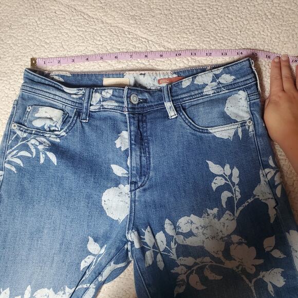 Pilcro Anthropologie Slim Boyfriend Crop Floral Motif Jeans Women's Size 27 - Picture 12 of 14